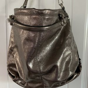 Metallic silver(gunmetal) shoulder Coach bag